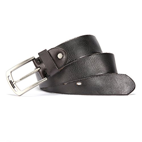 HYHZ Italian Full Grain Leather Belt Men,Cowboy Casual Pin Buckle Belt,Anti-Scratch Buckle Genuine Leather Waist Strap,Casual & Soft Comfortable (Sports Black)