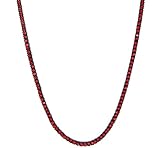 Iced Out Red on Black 1 ROW Simulated Diamond Chain Necklace 14K Finish - 30