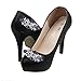 Santfe Fashion Crystal Rhinestone Flower Shoe Buckle Shoe Clips for Bridal Wedding Party Shoe Decoration (Black)
