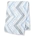 Lulujo Baby Silky Soft Muslin Swaddle Blanket, 47 x 47-Inches, Blue and Grey Chevron