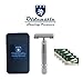 Oldcastle Double Edge Butterfly Safety Razor with Twist-to-Open Mechanism - 5 Stainless Steel Blades - Travel Case with Mirror