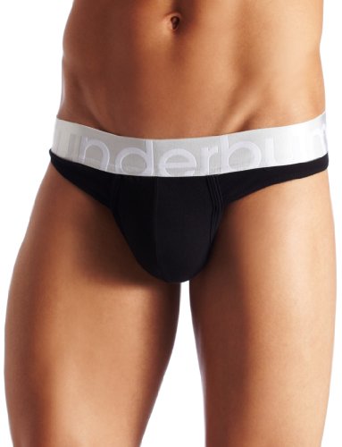 ROunderbum Men's Silver Thong, Black, Large