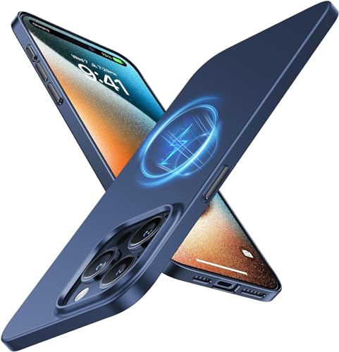 TORRAS Magnetic Slim Fit Designed for Phone 15 Pro Case 2023, [Compatible with MagSafe] [Ultra Thin] Protective Matte Hard PC Cover Anti-Scratch Phone Case for Phone 15 Pro, Navy Blue