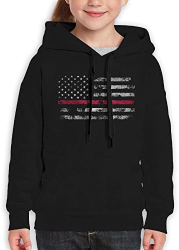 Firefighter Thin Red Line American Flag Hoodie Shirt For Teenager