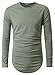 JOKHOO Mens Long Sleeve Hipster Hip Hop Basic Curved Hem T Shirt Grey Small