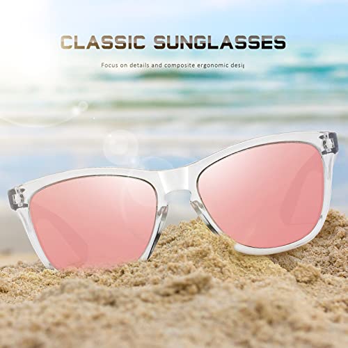 DANAMY Sunglasses Womens Polarized Trendy Sunglasses - Men & Women Mirrored Driving Fishing Sun Glasses with UV400 Protection