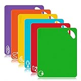 Extra Thick Flexible Plastic Kitchen Cutting Board Mats Set, Olivivi Colored Mats With Food Icons & Easy-Grip Handles, BPA-Free, Non-Porous, Dishwasher Safe, Set of 6