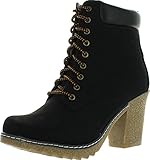 Nature Breeze Forest-01 Womens Mid Calf Lace Up Fold Over Ankle Bootie Shoes