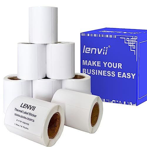 LENVII Thermal Adhesive Label, Multifunctional Self-Adhesive Label, Suitable for Laptop and Desktop Label Printers (50×30mm(8Rolls))