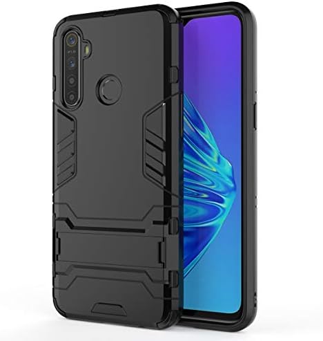EVERGREENBUYING Realme 5 case, 3 in 1 Soft TPU & Hard PC with Stand Feature Shockproof Protective Case for Realme 5 - Black