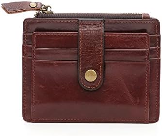 Slim Leather Wallet for Men RFID Blocking Credit Card Holder with Zipper Pocket