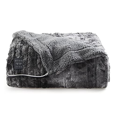 Bedsure LowVoltage Electric Heated Blanket Throw Faux Fur Sherpa