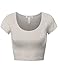 Fifth Parallel Threads FPT Womens Basic Short Sleeve Scoopneck Crop Top Oatmeal M