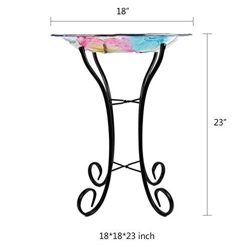 HONGLAND Birdbath Outdoor Bird Feeder Glass Butterfly Bowl for Garden with Metal Stand Decor for Patio,Backyard,Porch - Thumbnail 5