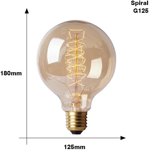 TIANLIANG04 led Bulbs 2Pcs Vintage Edison Bulb Light E27 220V 40W St64 A19 T10 T45 G80 G95Retro Edison Incandescent Bulb Lighting,G125 Spirai [Energy Class A++]