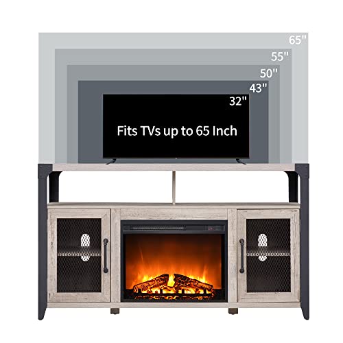 OKD Fireplace TV Stand Highboy for 65 inch TV, Industrial Entertainment