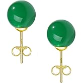 Jade Earrings Studs for Women Natural Green Gemstone, 5MM Sterling Silver Large Backing, Hypoallergenic Nickel and Lead Free， Handcrafted with Perfect Gift for Women