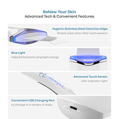 ReNew Skin Scrubber Professional Sonic Facial Exfoliation Device - Oil Dirt Blackhead Remover - Dermabrasion Facial Peel - Clean & Brighten Oily Pores - Blackhead Remover Kit - Skin Tightening