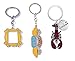 A Sticker Shop Friends Key Chains (set of 3) Badge Souvenir Set Pendant (Central Perk Coffee Time Picture, Yellow Picture Frame, Lobster)