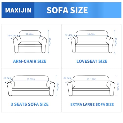 MAXIJIN Stretch Loveseat Sofa Slipcovers 1 Piece Love Seats Couch Covers for 2 Cushion Couch Non Slip Sofa Cover Washable Dog Cat Proof Furniture Protector Pet Friendly (Loveseat, Gray)