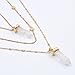 Jane Stone Fashion Tribal Triple Layers Long Necklace with Crystal Quartz Pendant Statement Trendy Boho Layered Jewelry for Women Teen Girls (Fn1443-Gold Tone)
