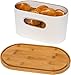 Mindful Design 2-in-1 Modern Tall Bread Box w/Bamboo Cutting Board Lid (White)