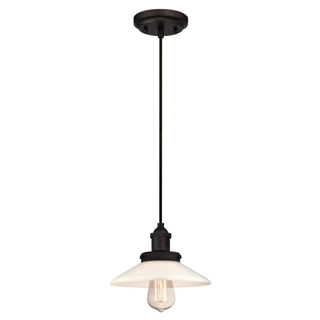 63494 Abigail One-Light Indoor Pendant, Oil Rubbed Bronze Finish with White Opal Glass
