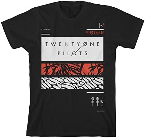 Twenty One Pilots Rectangles Filler Bars Print Black T-Shirts (Asia Medium, Black)