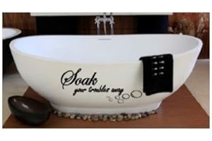 BERRYZILLA Soak Your Troubles Away Decal Wall Vinyl Bathroom Lettering Art Quote Sticker