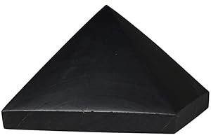 Shungite World Authentic Shungite Pyramid from Real Shungite Stones Shungite Crystal Pyramid Home Protection Room Decor Office Desk Decor Authentic Crystals Black Pyramid (Polished, 30 mm / 1.18")