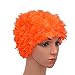 Medifier Lace Vintage Swim Cap Floral Petal Retro Style Bathing Caps for Women Rose Orange