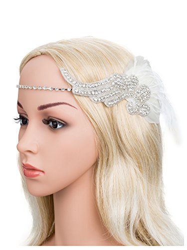Zivyes Art Deco 1920s Flapper Headband Crystal Gatsby Wedding Accessory