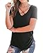 BOBOSMXL Women's Casual Short Sleeve Solid Criss Cross Front V-Neck T-Shirt Blouse Tops