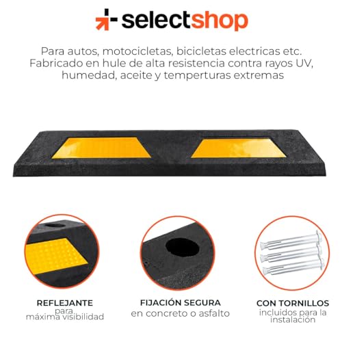 SELECTSHOP Set de 6 Topes Para Estacionamiento de 75 cm Con Reflejante Uso Rudo Vulcanizado Pre-Polímero de poliuretano Garaje Estacionamiento Division Carriles Resistente a Temperaturas