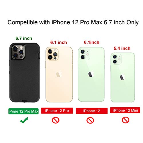 smartelf Compatible with iPhone 12 Pro Max Case(2020) 6.7 inch,Heavy Duty Shockproof Drop Protecton Hybrid Dual Layer Duable Hard Phone Cover-Black
