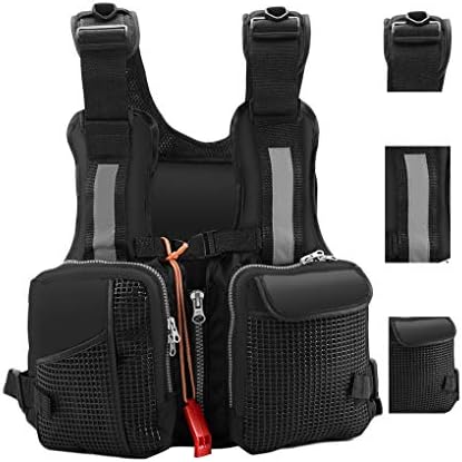 FLYDWV Fly Fishing Life Jacket Kayaking Water Suspension Life Jacket Multi-Pocket Life-Saving Vest Reflective Stripes Life Jacket Fishing Clothing