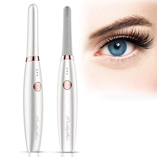 Heated Eyelash Curler, Newest Mini USB Rechargeable Lashes Curlers with Longer Silicone Heating Curl Comb LED Display 3 Temperature for Lashes Curling Natural Quick Heating Long Lasting Safe Painless