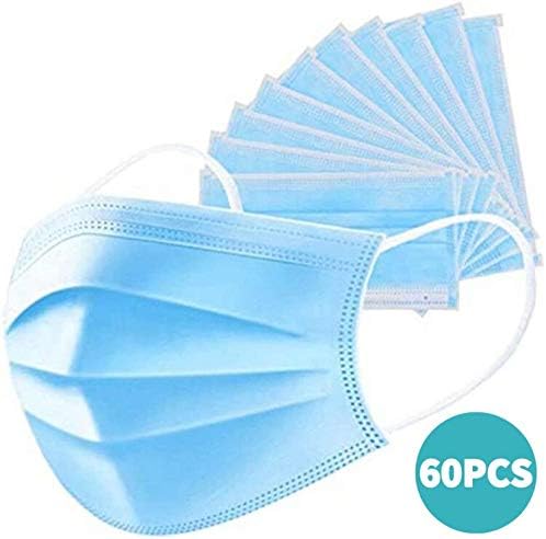 60 Pcs Disposable Face Facial Shields Non-woven Mouth Cover 3 Layer Protect Cotton, Reusable or Disposable