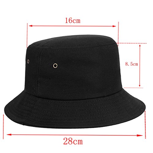 Fischerhut Baumwolle Bucket Hat Unisex Strandhut Freizeithut Schlapphut Schwarz – Bild 7