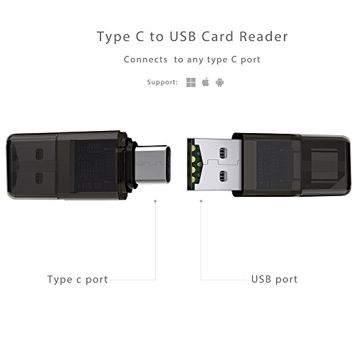 BC Master USB Type-C Card Reader to Micro SD Reader Flash Memory Card Reader for New MacBook, ChromeBook Pixel, Nexus 5X 6P, LG G5, Nintendo Switch