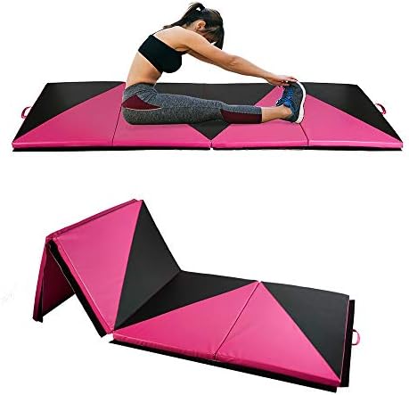 ZENOVA Gymnastics Tumbling Mat 4'x8'x2'' /4'x10'x2'' Folding Gym Practice Panel Thick Exercise Mats with Handle Gymnastic Floor Mats