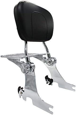 TGBROS Chrome Adjustable Detachable Passenger Backrest Sissy Bar Luggage Rack For 1994-2003 Harley Davidson Sportster XL 883 &amp; 1200
