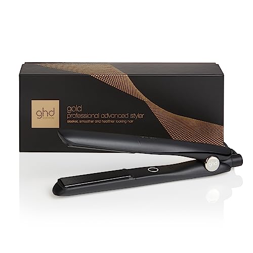 Gold - Plancha de Pelo Profesional Para un Cabello Liso y Brillante - Para Todo Tipo de Cabello - Color Negro, (Enchufe Europeo)