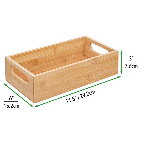 mDesign Bamboo Bathroom Storage Container Bin Drawer Organizer Crate