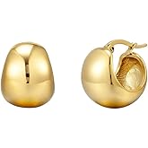 14K Gold Plated Chunky Hoop Earrings for Women Lightweight Gold Hoops for Women