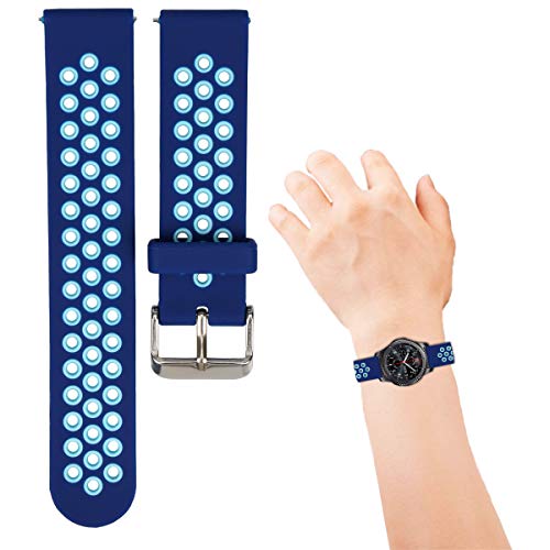 Universal 18mm 20mm 22mm 24mm Width Silicone Watch Band Replacement (20mm, Blue)