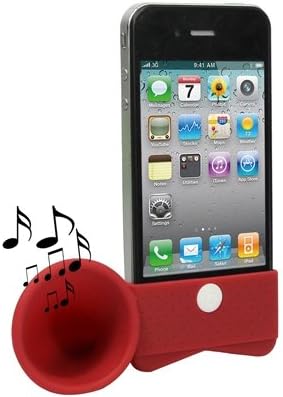 Portable Amplifier, Silicone Horn Stand Speaker for iPhone 4 & 4S / 3GS / 3G (Red)