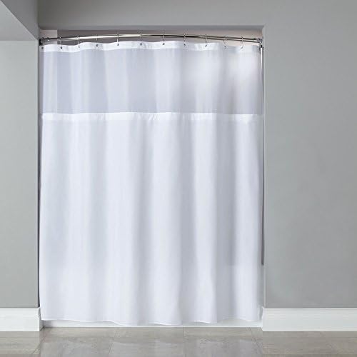 wendana White Shower Curtain Polyester Clear Shower Curtains Liner Mildew Resistant Waterproof Mesh Splicing Bath Shower Curtains for Bathroom Decor 72 x 72 with 12 Hooks