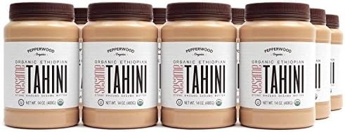 Pepperwood Organic Stone-Ground Sesame Tahini Butter, Hulled, Unsalted, Non-GMO, Gluten-Free, Kosher, Vegan, USDA Organic, Peanut-Free, 14 Ounce (12-Pack)