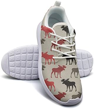 NUMOB Men's Moose Deer Pattern Sneakers Breathable Casual Sport Shoes